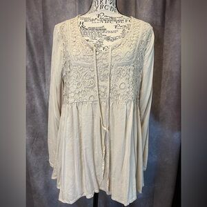 Tantrums Cream Lace Detail Top Boho Large